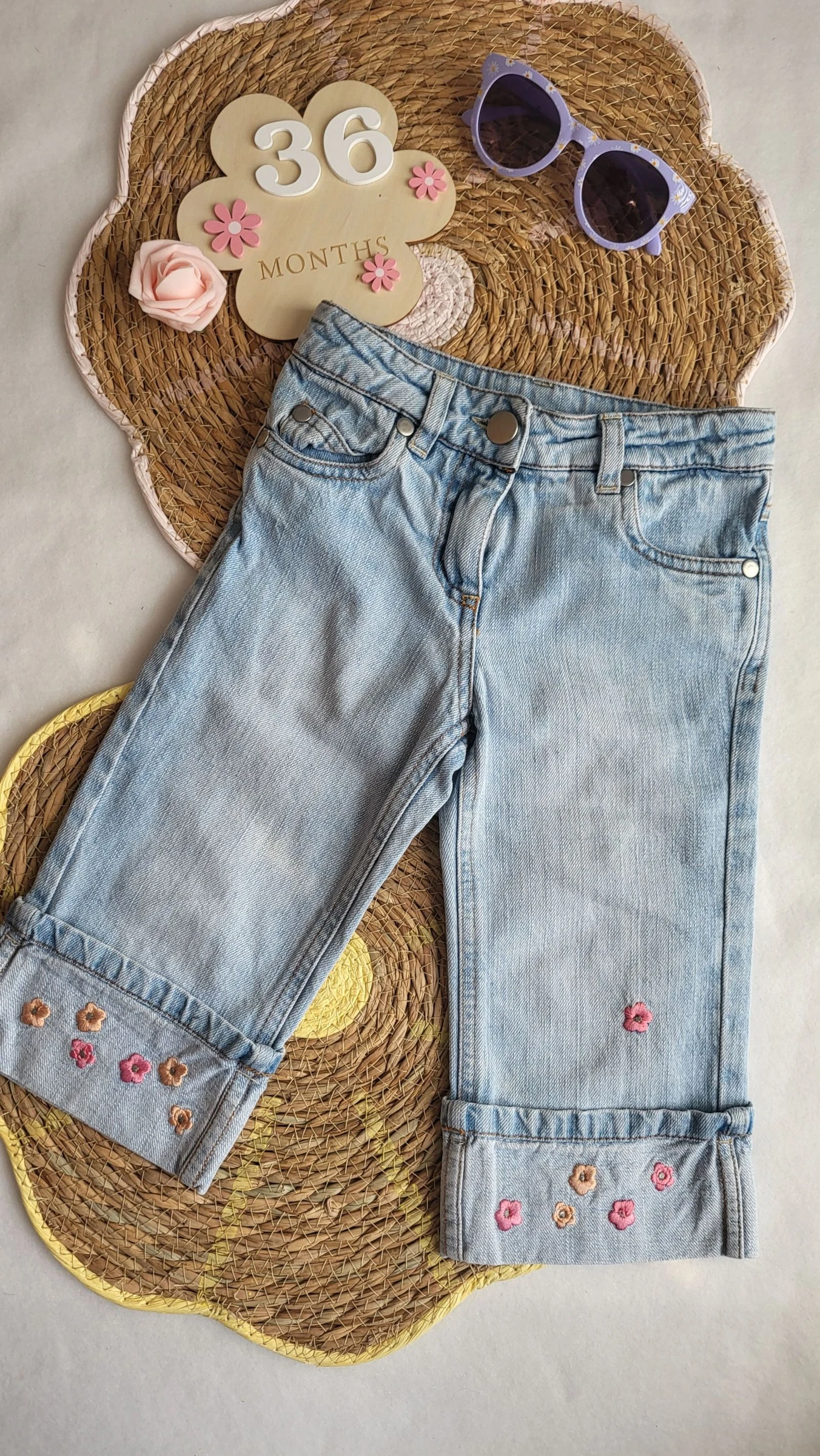 Jeans pantacourt fille 👧 3 ans